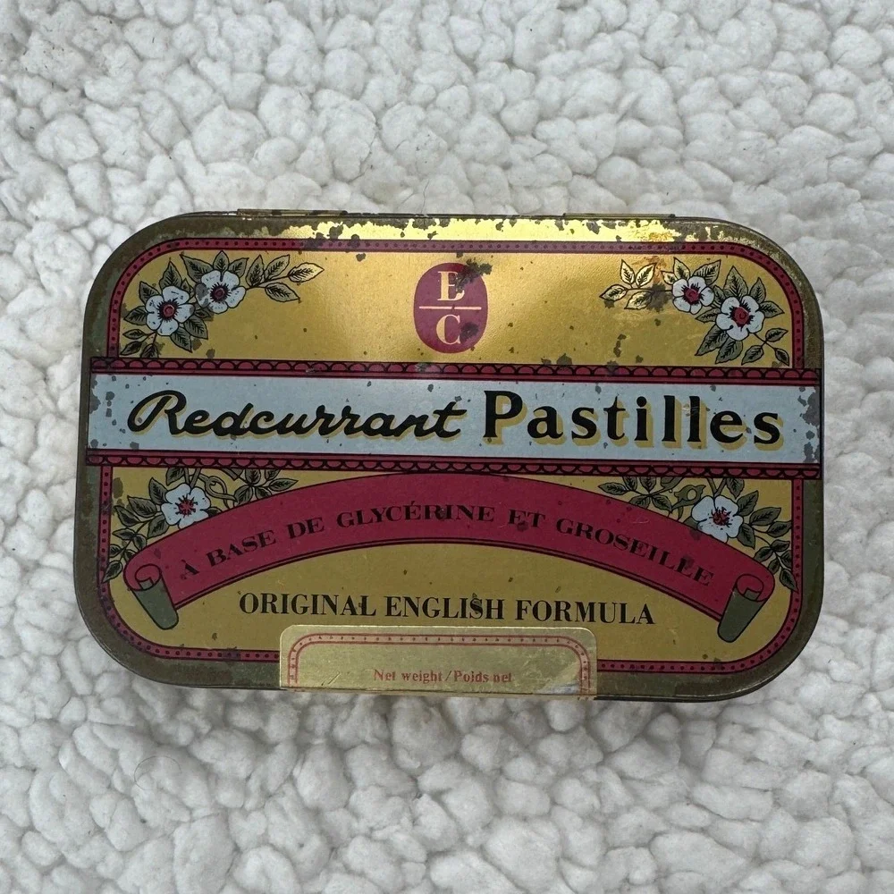 Vintage‎ EC Redcurrant Pastilles Gold Metal Tin Original English Formula 1993